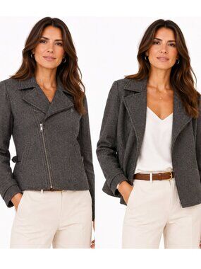 Ralph Lauren Charcoal Wool Moto Jacket NWOT Size 4 Zipper